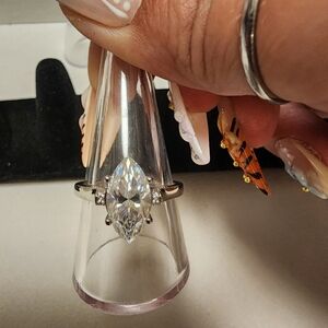 Elegant Sterling Silver 3ct Marquise Cut Moissanite Ring